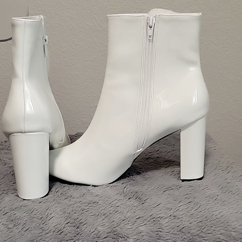Allegra K Women's Chunky Heel Pointed Toe Zipper Ankle Boots